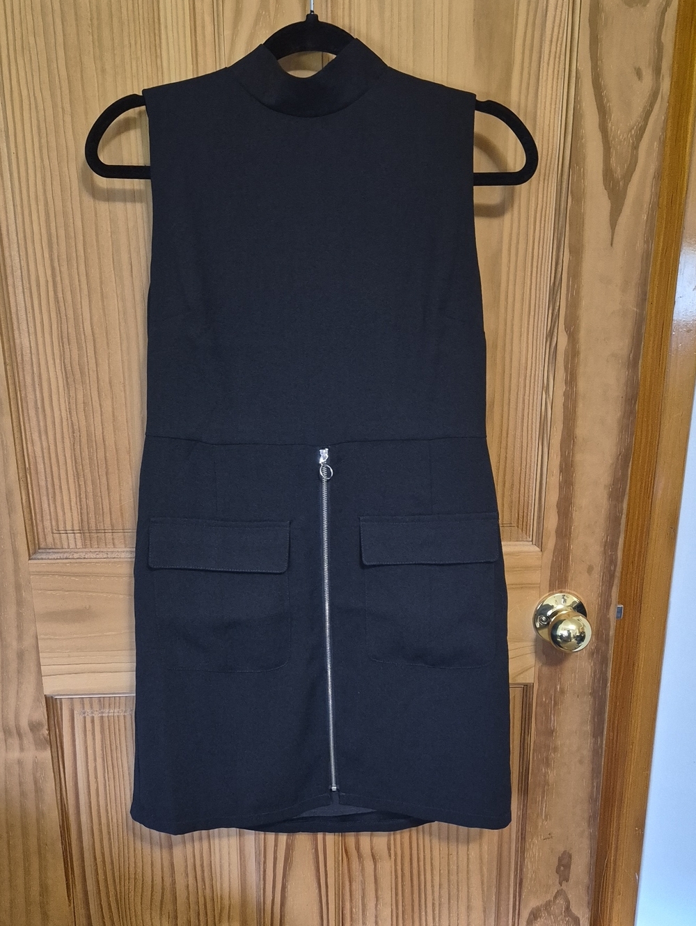 Forever 21 Black Sleeveless Mock Neck Mini Dress with Front Zip